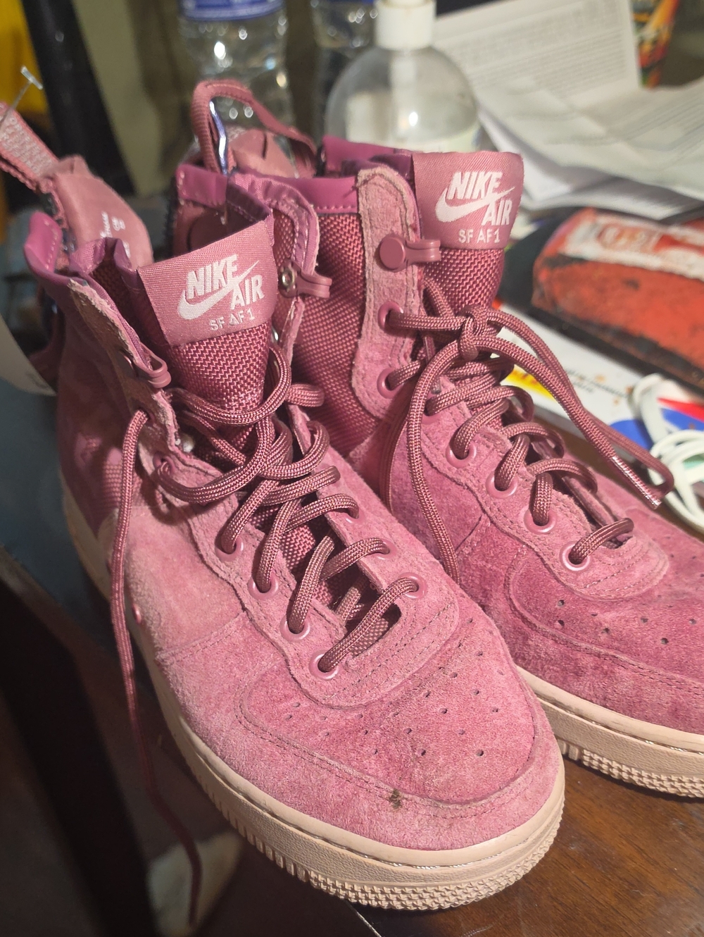 Nike High-Top Suede Sneakers in Mauve Pink